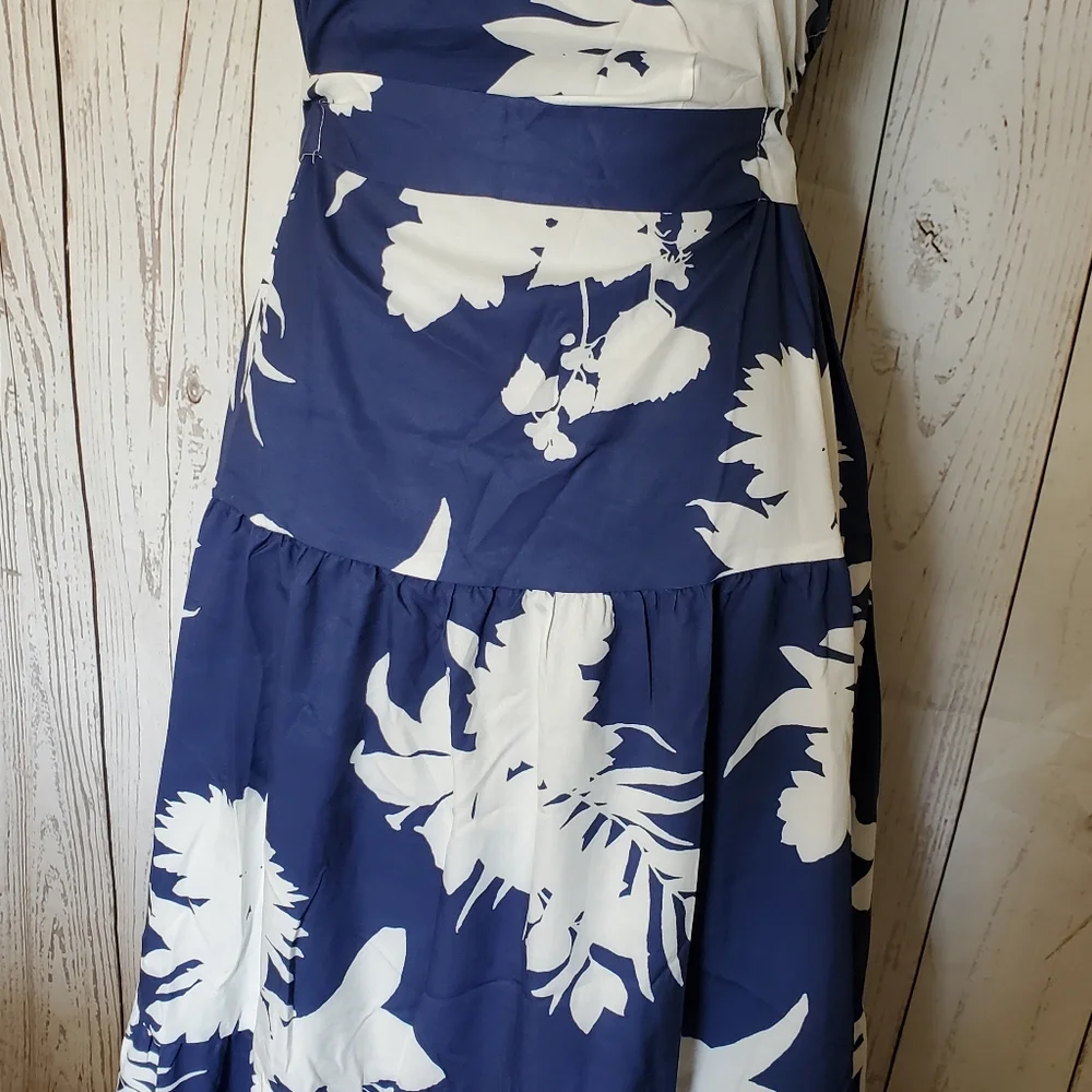 Kara and Kate sleeveless maxi dress halter neckline blue with white flowers S - Picture 5 of 16